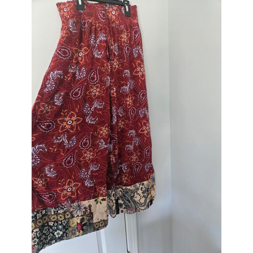 Gigio mixed print wide leg pants/marsala/burgundy NWT. Size large